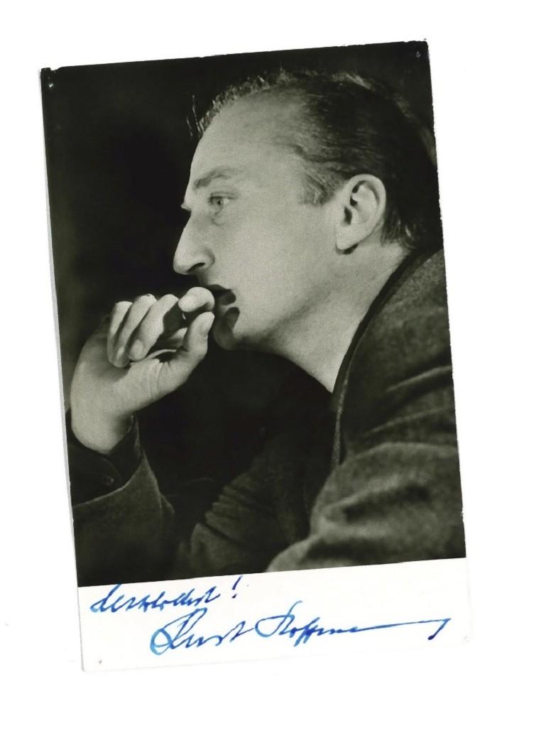 Unknown Portrait Photograph - Autographed Portrait of Kurt Hoffmann - Vintage b/w Postcard - 1960s