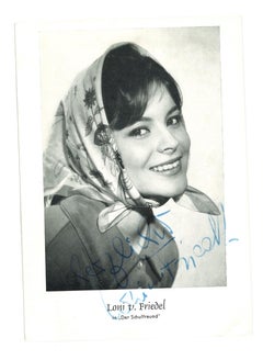 Autographed Portrait of Loni V. Friedel - Original b/w Postcard Portrait - 1950s
