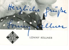 Autographed Portrait of Lonny Kellner - Vintage b/w Postcard - 1950s