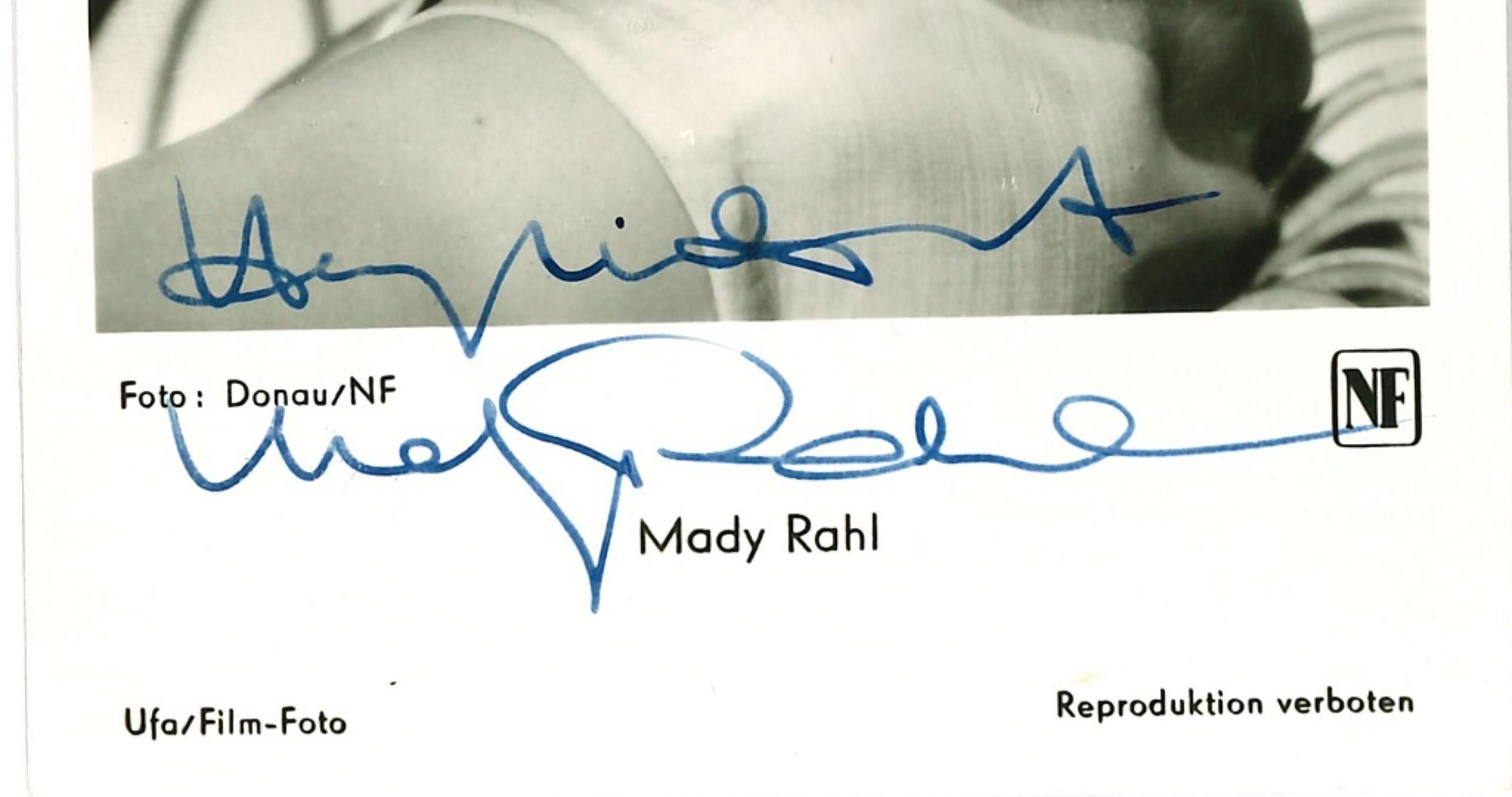 Autographed Portrait of Mady Rahl - Vintage b/w Postcard - 1950s - Photograph by Unknown
