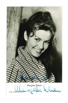 Autographed Portrait of Margitta Scherr - Vintage b/w Postcard - 1960s