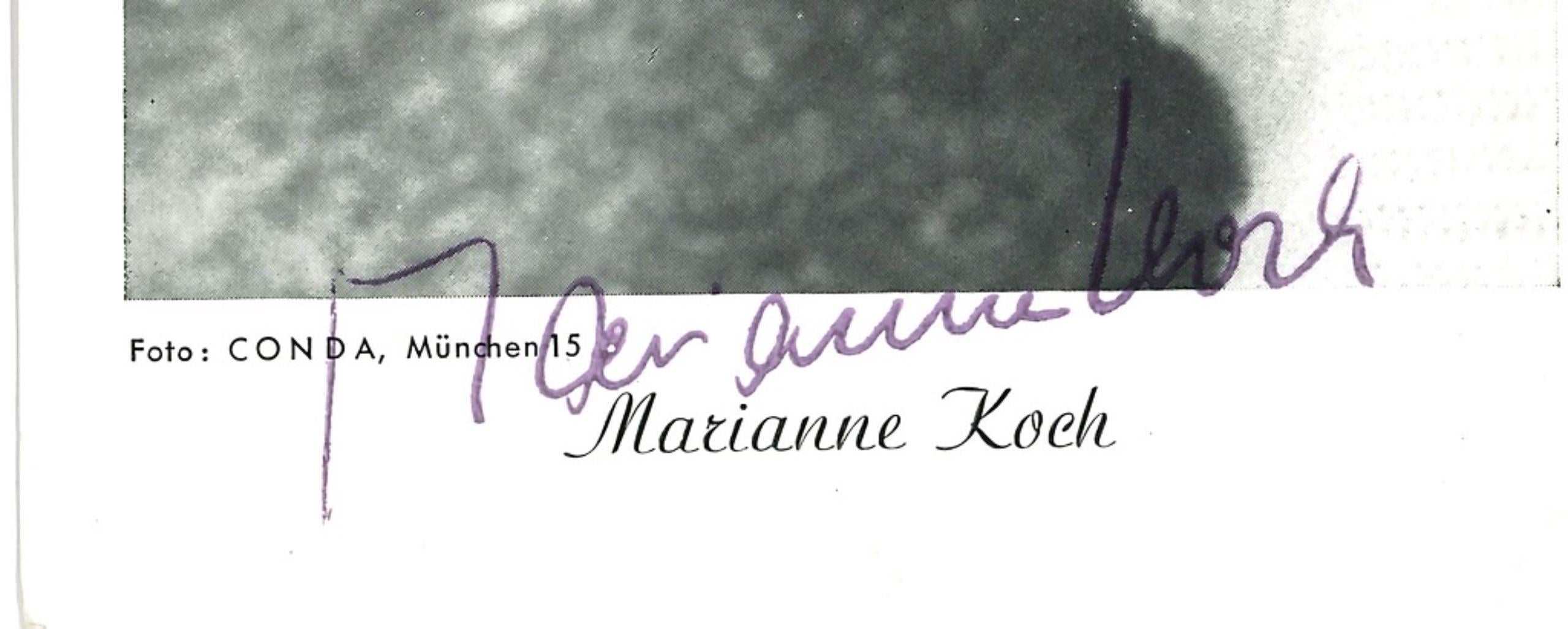 Autographed Portrait of Marianne Koch Memorabilia - 1960s - Photograph by Unknown