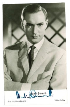 Autographed Portrait of Martin Benrath - Vintage b/w Postcard -1959