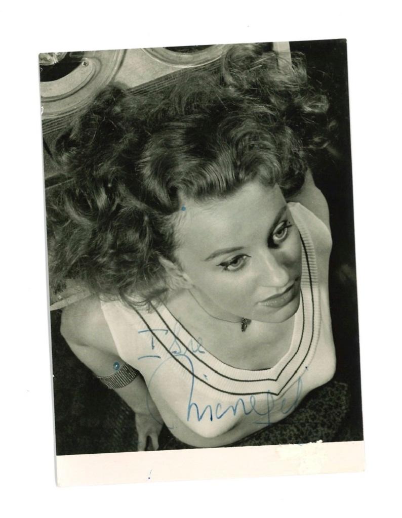 Unknown Portrait Photograph - Autographed Portrait of Nicole Felix - Vintage b/w Postcard - 1960s