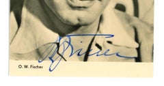 Autographed Portrait of O. W. Fischer - Vintage b/w Postcard - 1960s