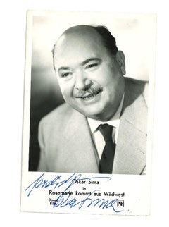 Autographed Portrait of Oskar Sima - Vintage b/w Postcard - 1956