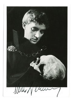 Autographisches Porträt von Oskar Werner - Vintage b/w Postcard - 1960er Jahre