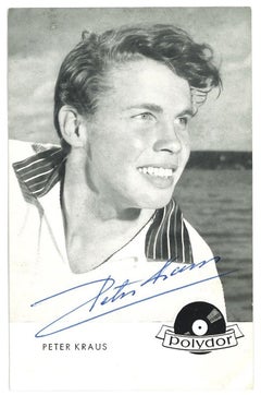 Autographed Portrait of Peter Kraus - Vintage b/w Postcard - 1960s