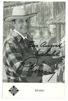 Autographed Portrait of Ronny - Vintage b/w Postcard - 1960s