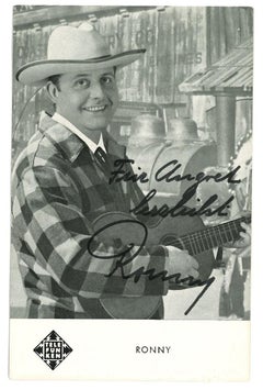 Ritratto autografato di Ronny - Cartolina vintage in b/n - Anni '60