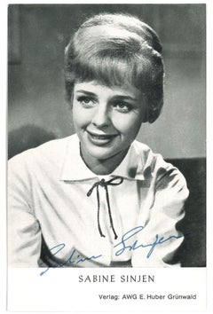 Autographed Portrait of Sabine Sinjen - Vintage b/w Postcard - 1960s