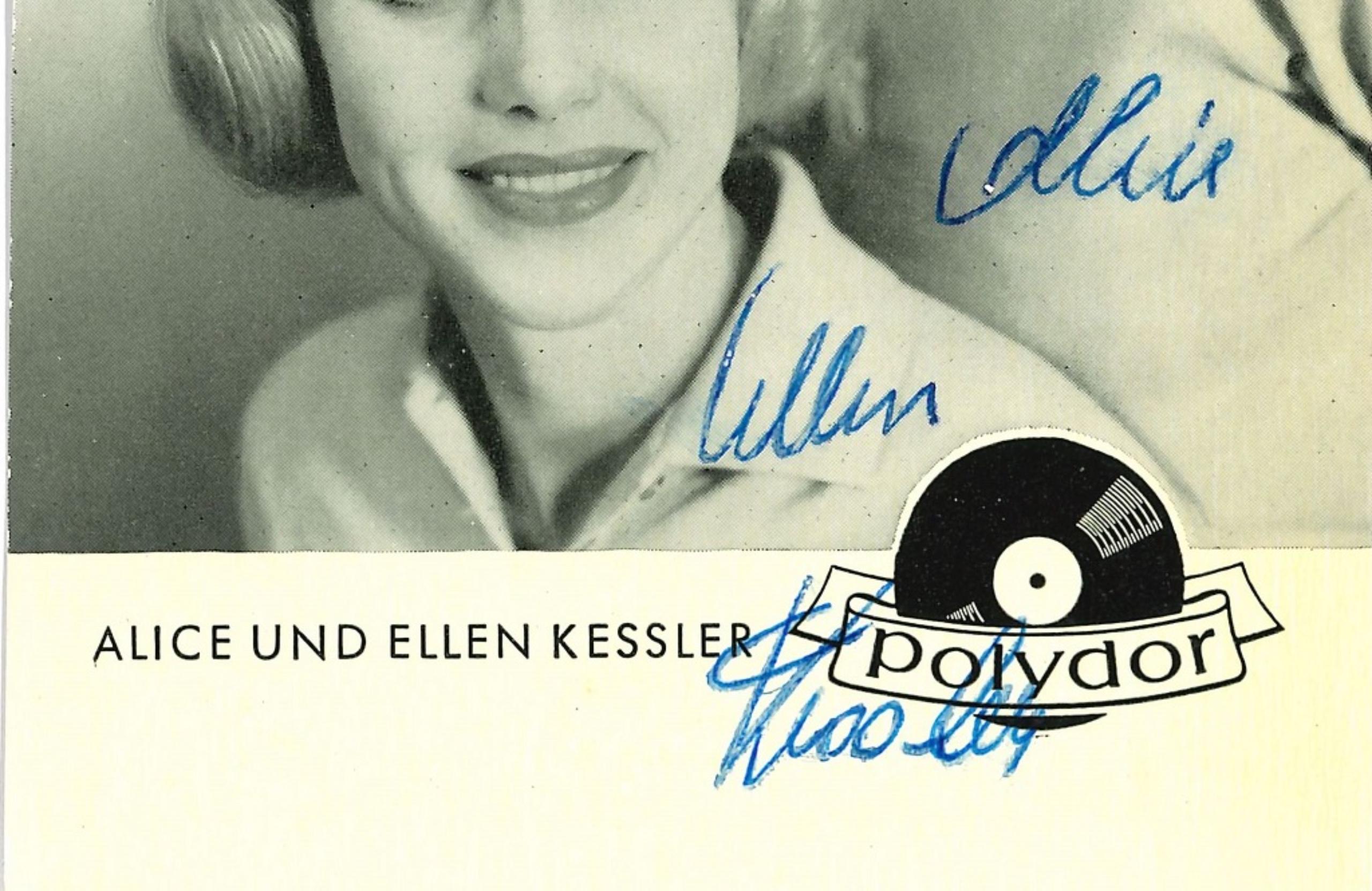 Autographed Portrait of The Kessler Twins - Vintage b/w Postcard - 1960s - Photograph by Unknown