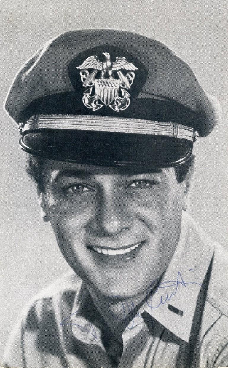 Unknown Portrait Photograph - Autographed Portrait of Tony Curtis - Vintage b/w Postcard - 1959