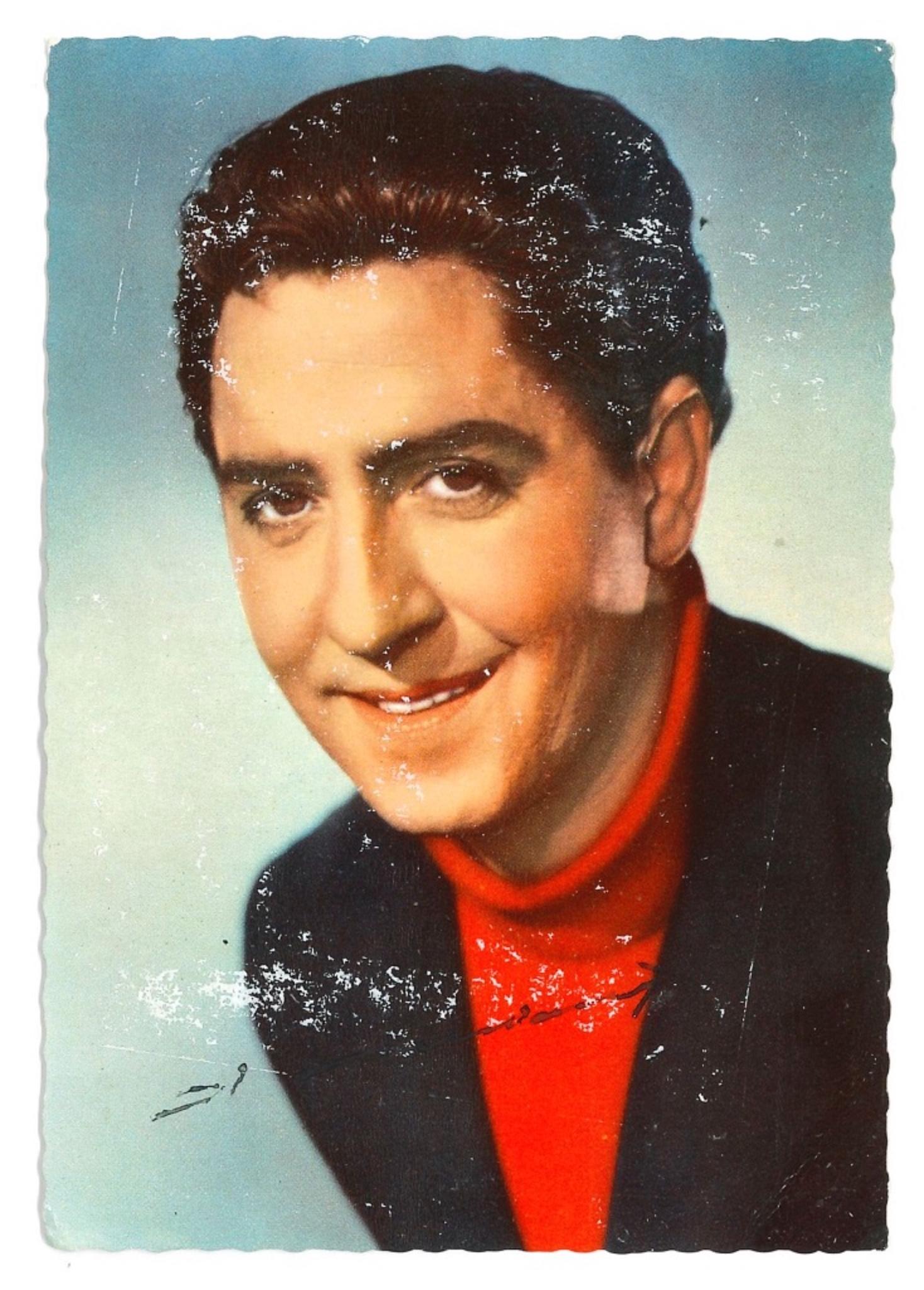 Unknown Portrait Photograph - Autographed Portrait of Vico Torriani - Vintage b/w Postcard - 1950s