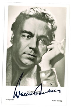 Autographisches Porträt von Walter Richter - Vintage b/w Postcard - 1960er Jahre