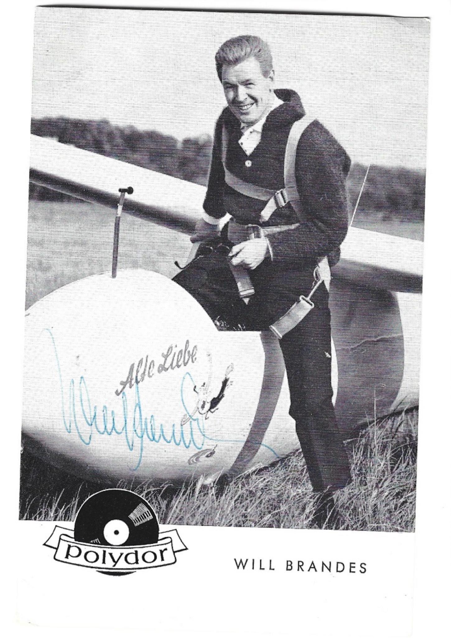 Unknown Portrait Photograph - Autographed Portrait of Will Brandes - Vintage b/w Postcard - 1950s