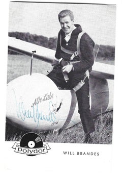 Ritratto autografato di Will Brandes - Cartolina d'epoca in b/n - Anni '50