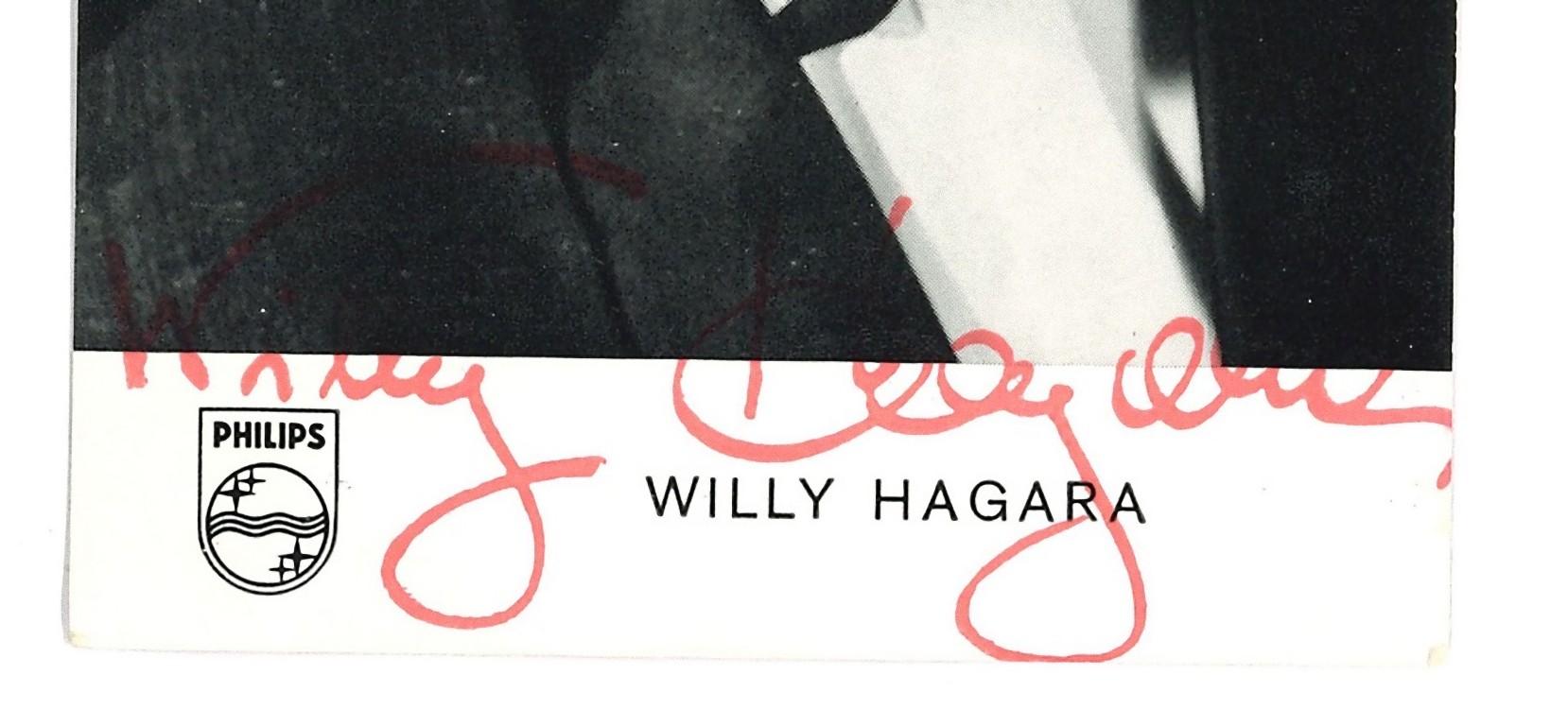 Autographed Portrait of Willy Hagara  - Vintage b/w Postcard - 1960s - Photograph by Unknown