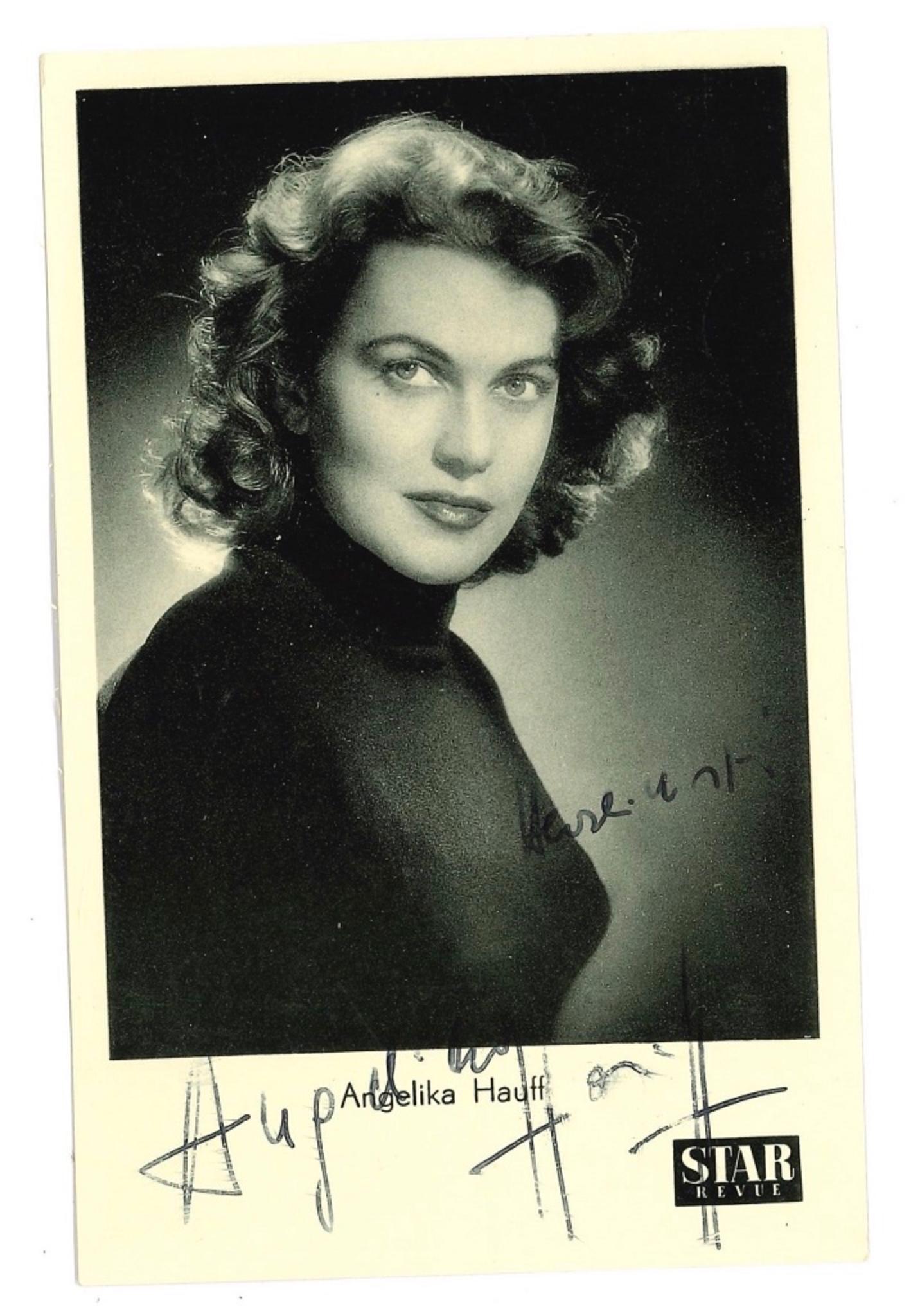 Unknown Portrait Photograph - Autographed Postcard by Angelica Hauff - 1960s