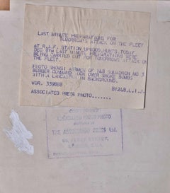 Avro Lancaster Bomber AU-Q loading bombs original press photograph 1940s