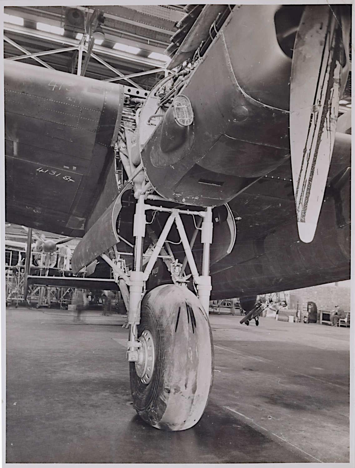 Unknown Black and White Photograph - Avro Lancaster Bomber W4131 original 1943 photograph undercarriage 