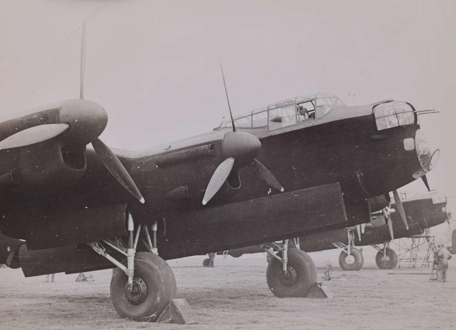 Unknown Black and White Photograph - Avro Lancaster Bombers original press photograph 1940 for 'Aeroplane' magazine