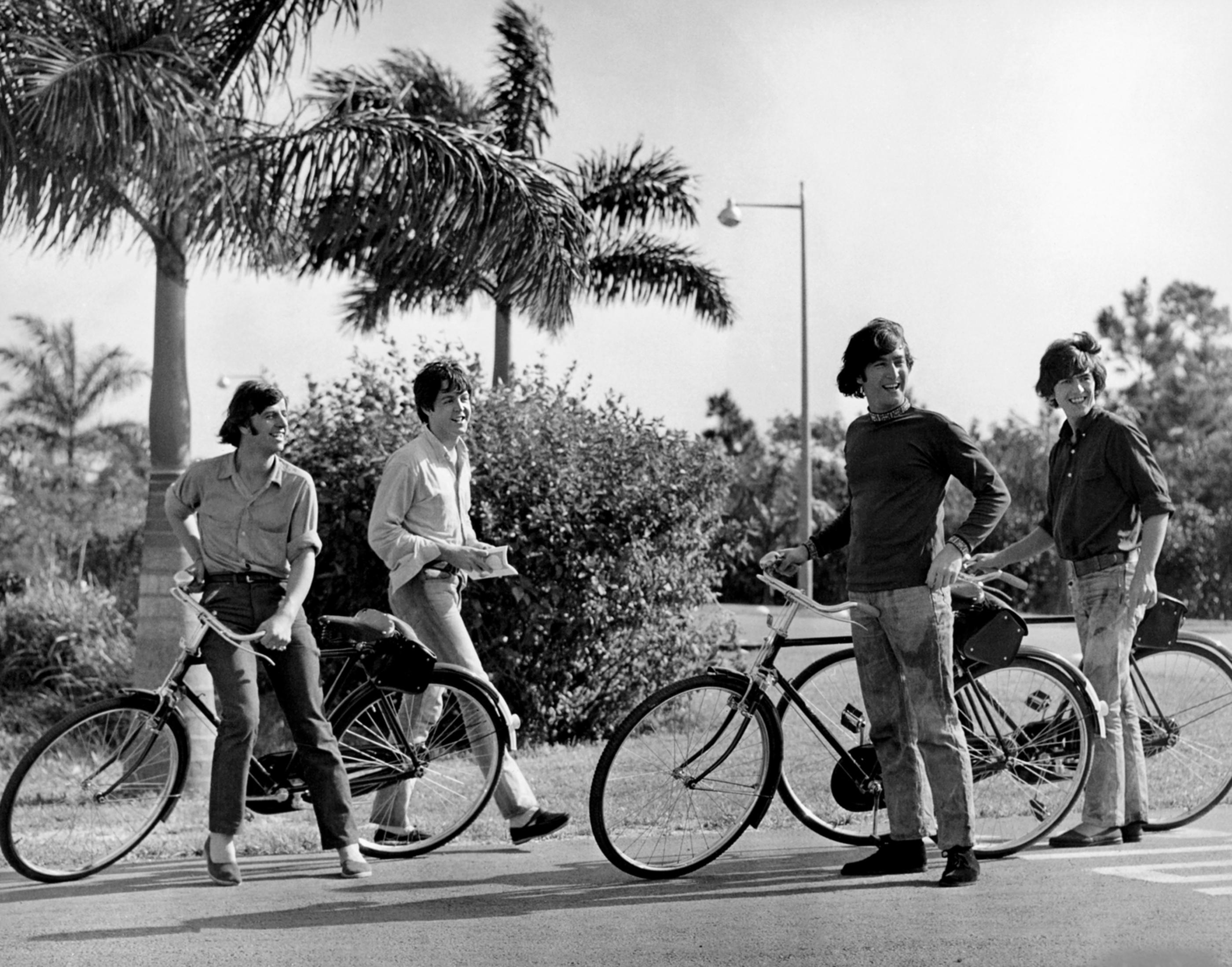 Unknown Black and White Photograph - Beatles on Bikes 24" x 20" Edition of 75