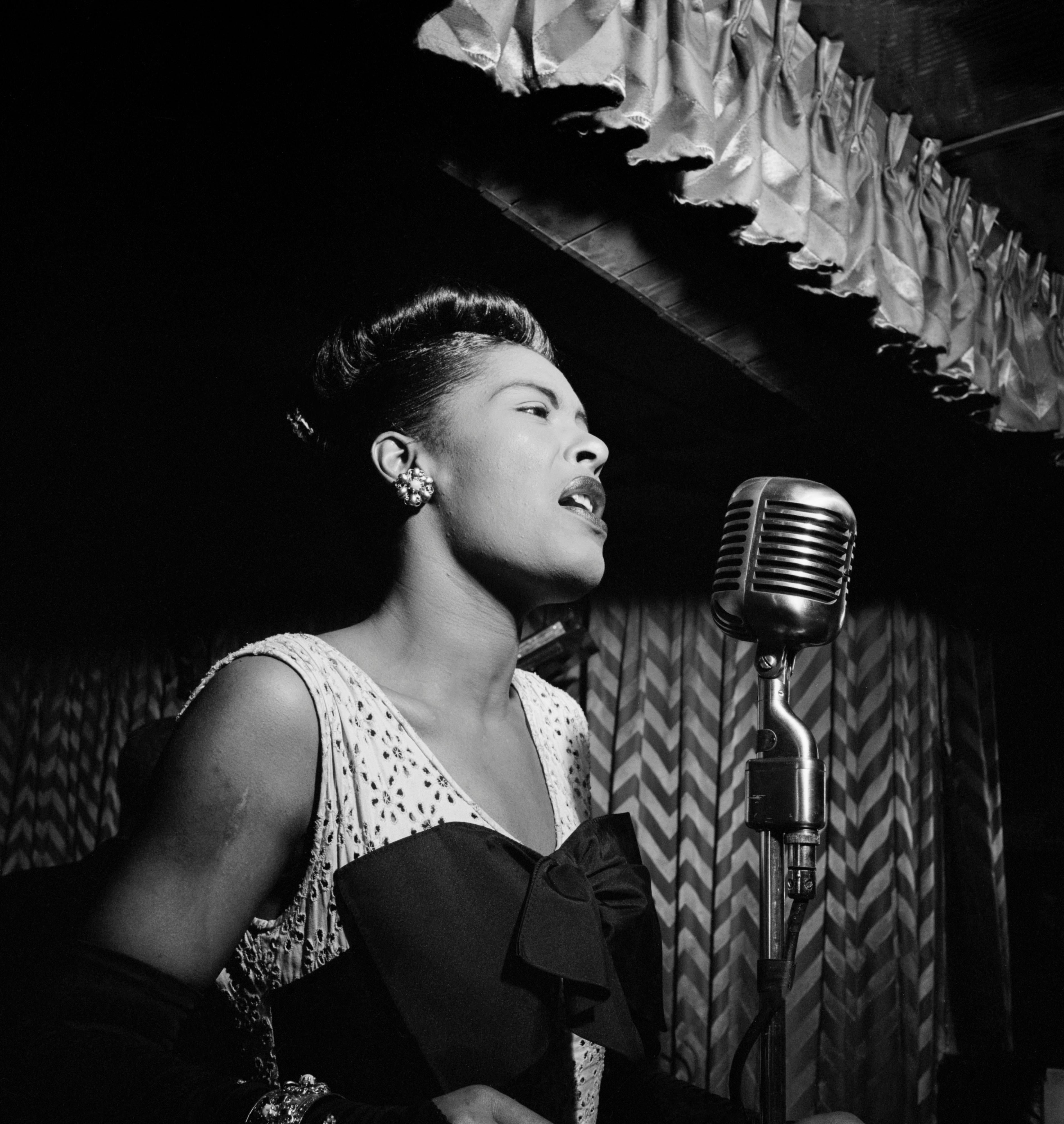 Unknown Black and White Photograph - Billie Holiday at the Downbeat Globe Photos Fine Art Print