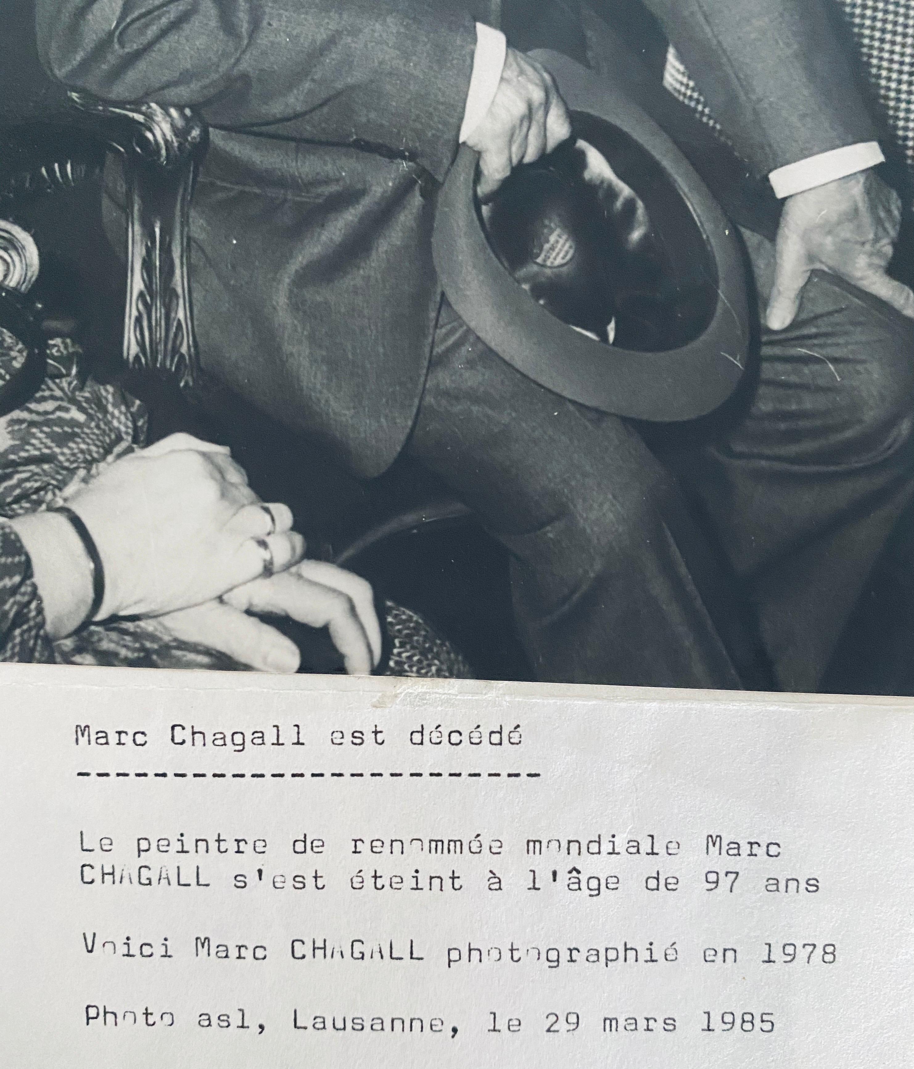 Photographie en noir et blanc de Marc Chagall 1978 en vente 1