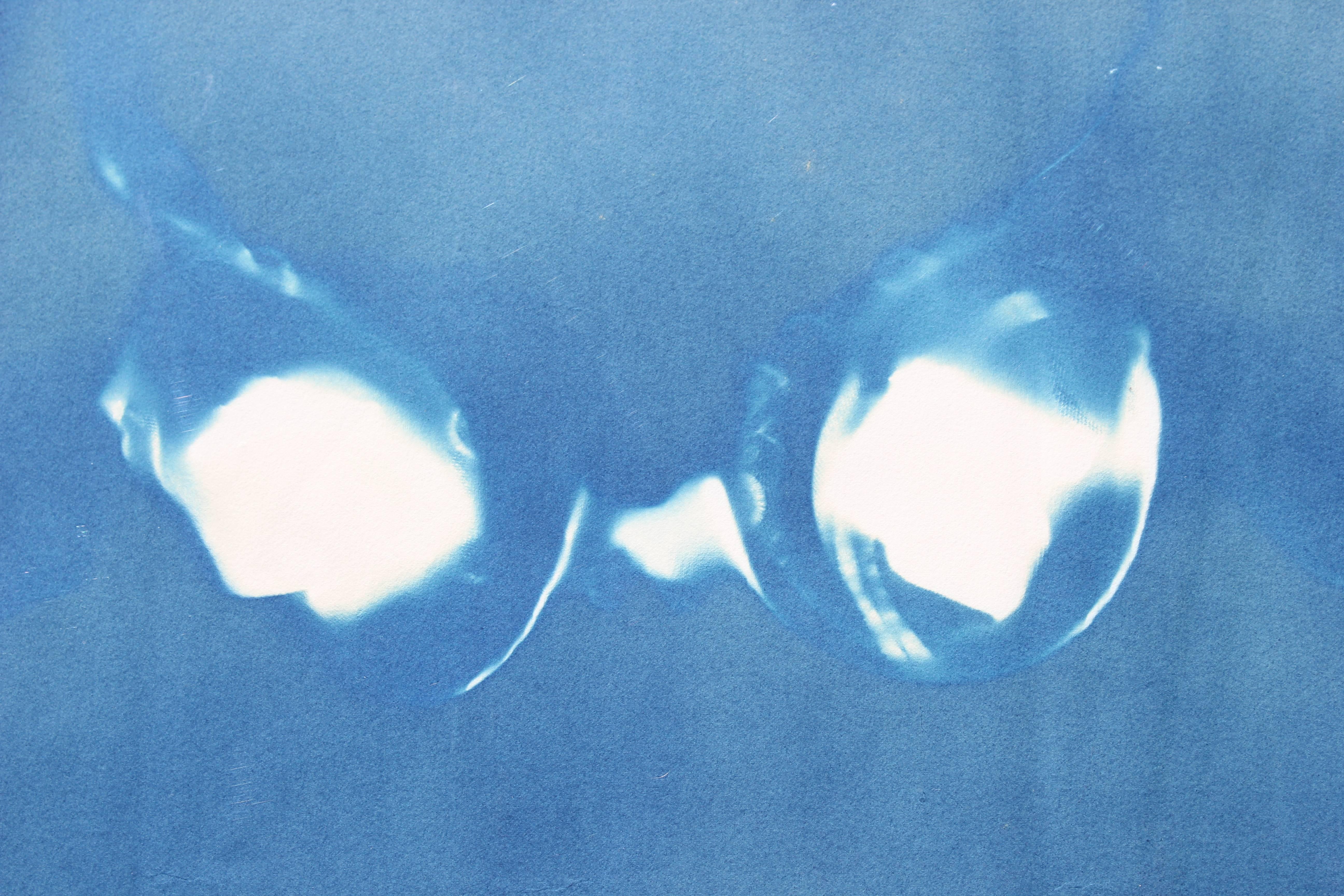 Blue Cyanotype Photogram of Woman's Garments - Photograph by Unknown
