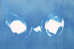 Photogramme cyanotype bleu des vêtements de la femme