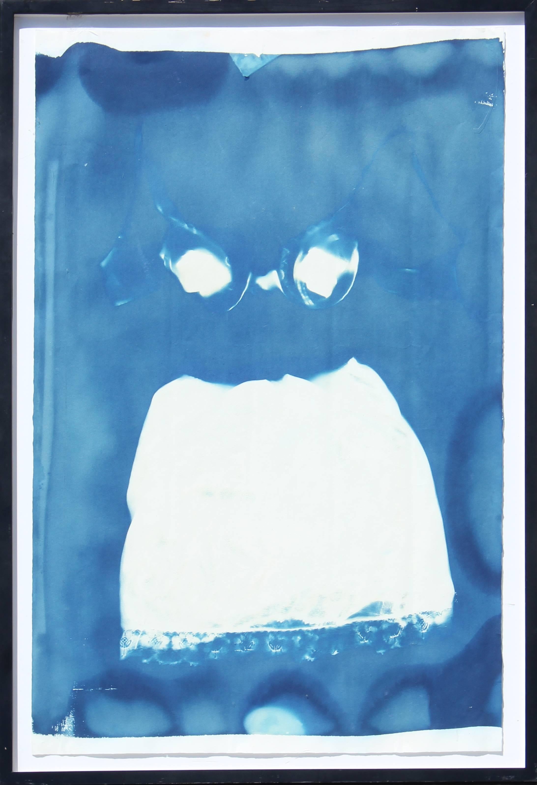 Unknown Abstract Photograph - Blue Cyanotype Photogram of Woman's Garments