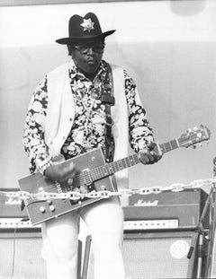 Vintage Bo Diddley Playing Guitar in Floral Shirt Original Photograph