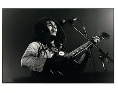 Bob Marley Smiling With Guitar on Stage Vintage Original Photograph