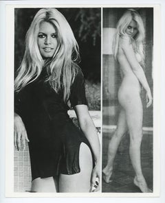 Vintage Brigitte Bardot Black and White Portrait 1960's Press Print