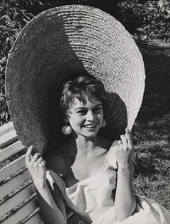 Brigitte Bardot in Oversized Hat Fine Art Print