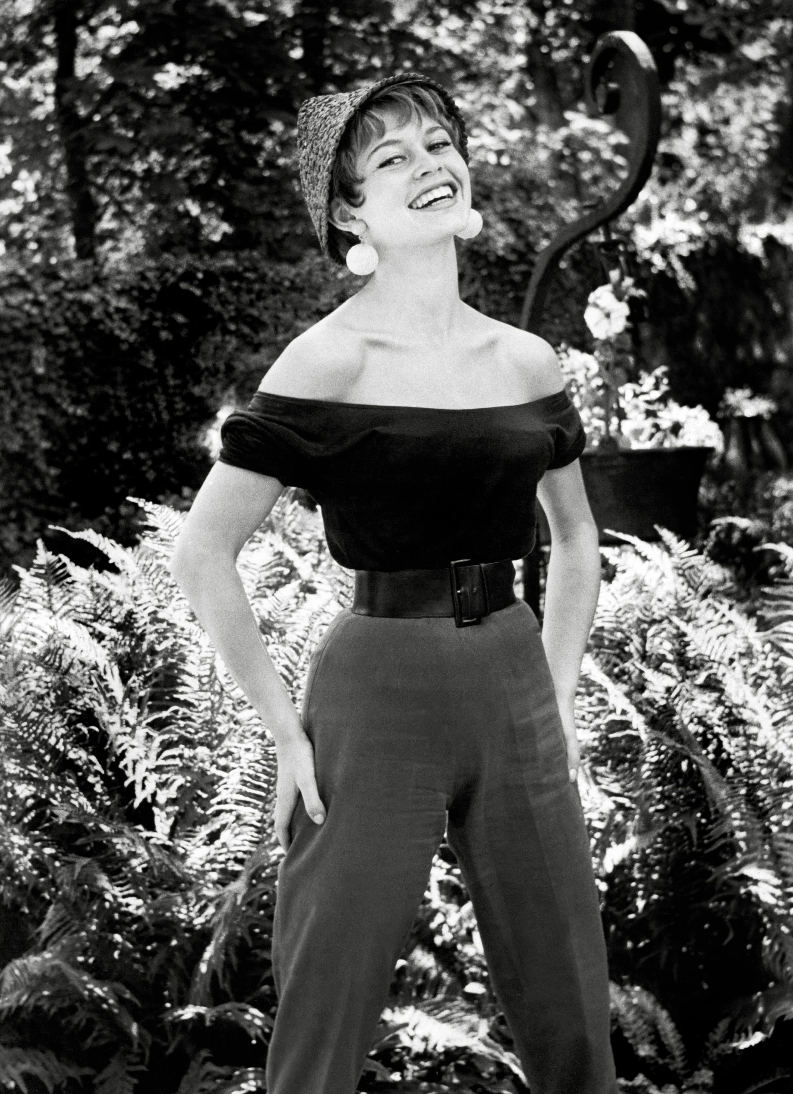 Unknown Portrait Photograph - Brigitte Bardot Laughing Outdoors Globe Photos Fine Art Print