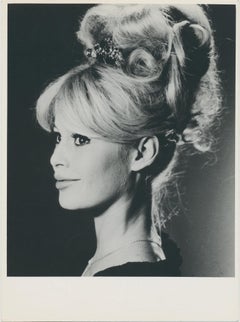 Vintage Brigitte Bardot profile, black and white