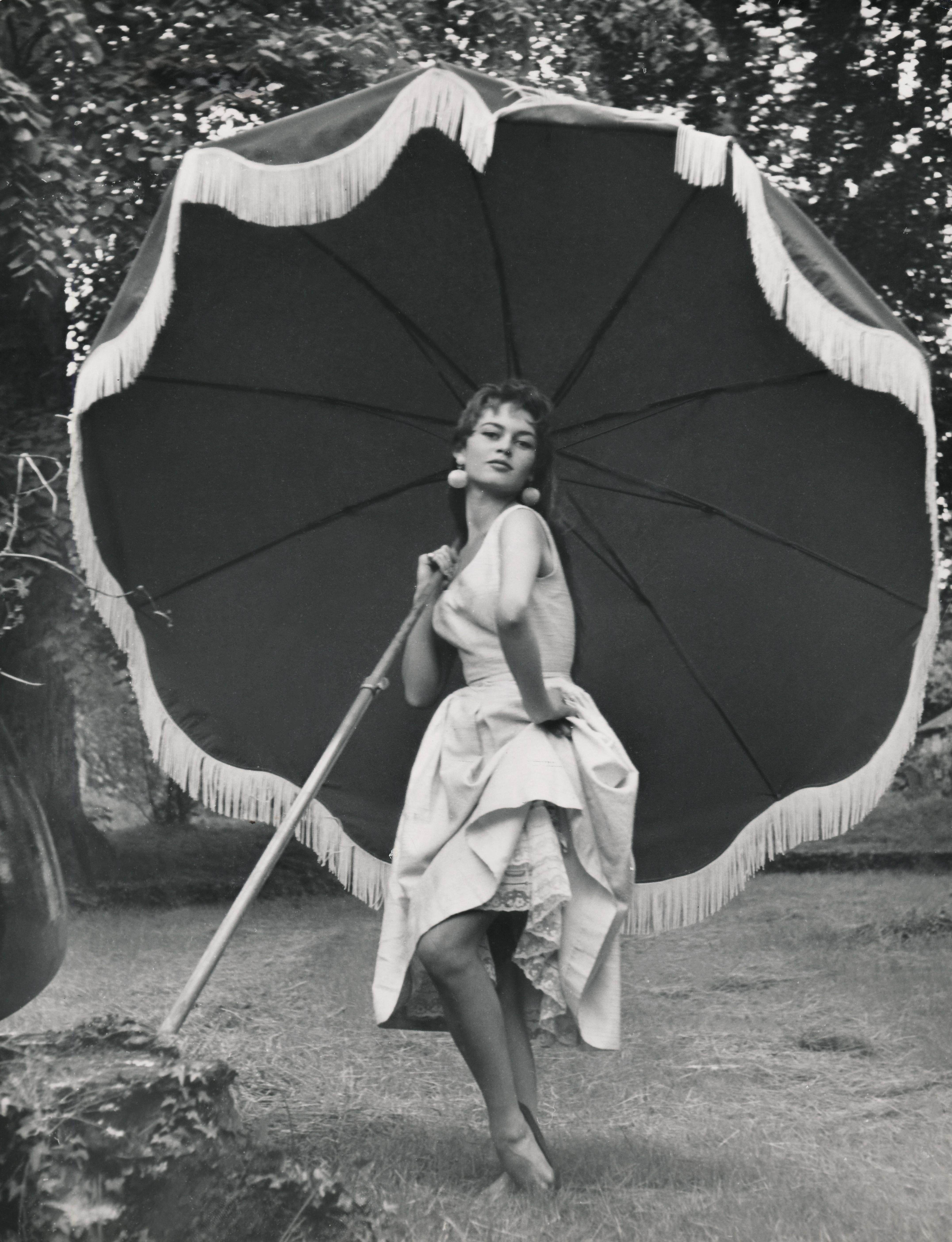 Unknown Portrait Photograph - Brigitte Bardot with Umbrella Fine Art Print