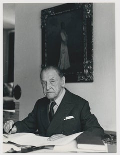 Vintage British playwright W. Somerset Maugham at his desk