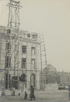 Antique Building Construction Site in Paris, 1927 - Silver Gelatin B and W Photography