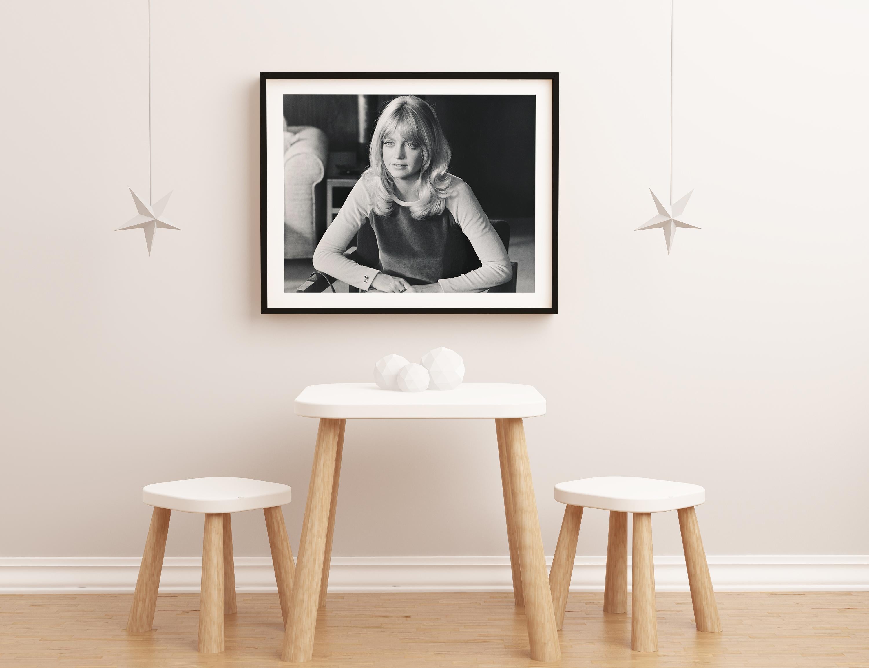 Candid and Young Goldie Hawn Fine Art Print - Black Portrait Photograph by Unknown