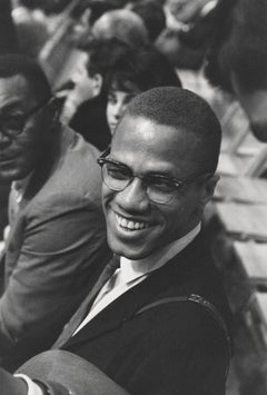 malcom x smiling Candid Malcolm X Smiling at an Ali Fight Fine Art Print