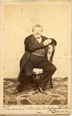 Antique CDV with dedication and autograph by Alexandre Dumas-Original b/w Postcard- 1864