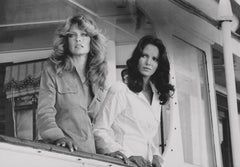 Charlie's Angels Farrah Fawcett and Jaclyn Smith Posed Smiling Fine Art Print