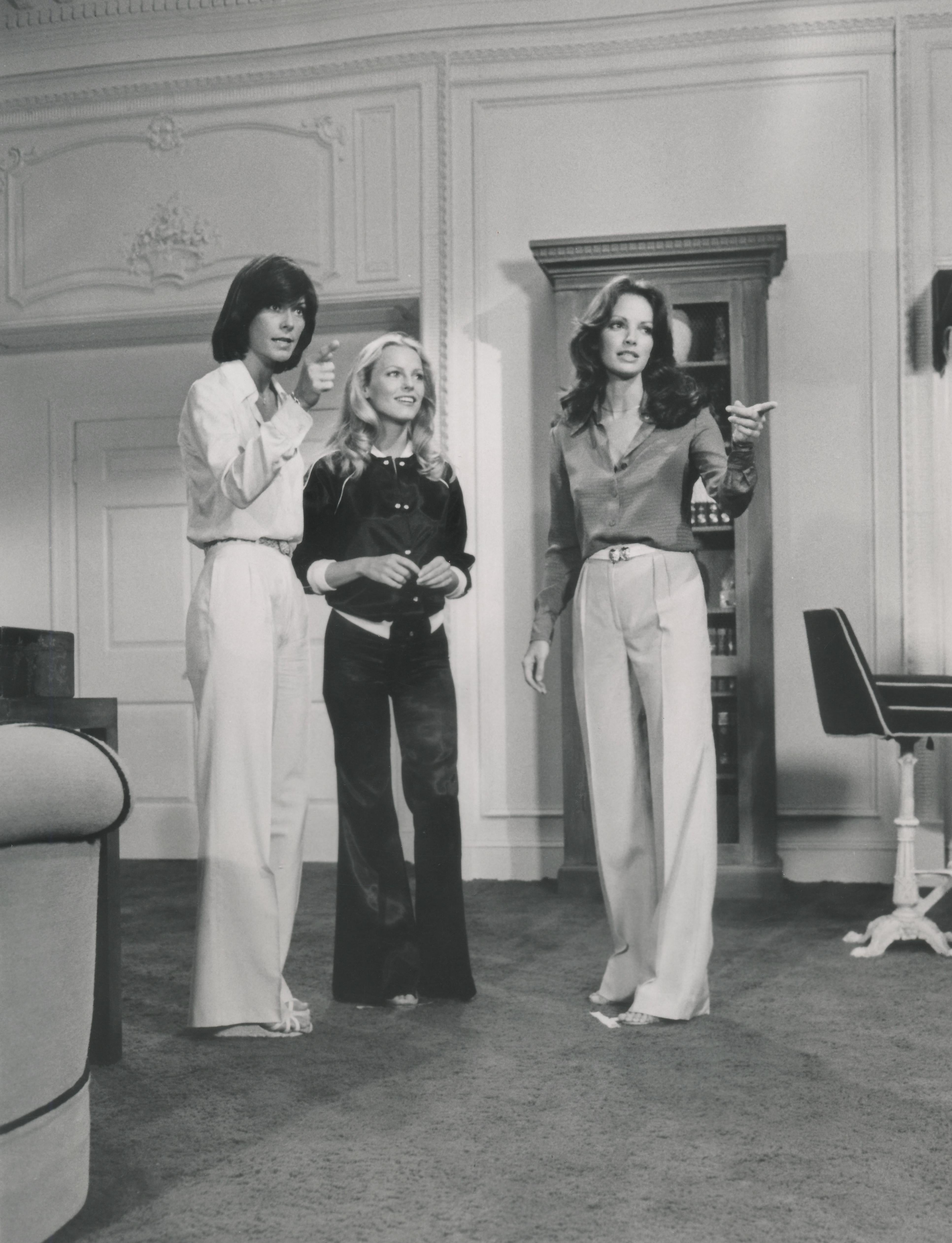 Unknown Black and White Photograph - Charlie's Angels on Set Fine Art Print