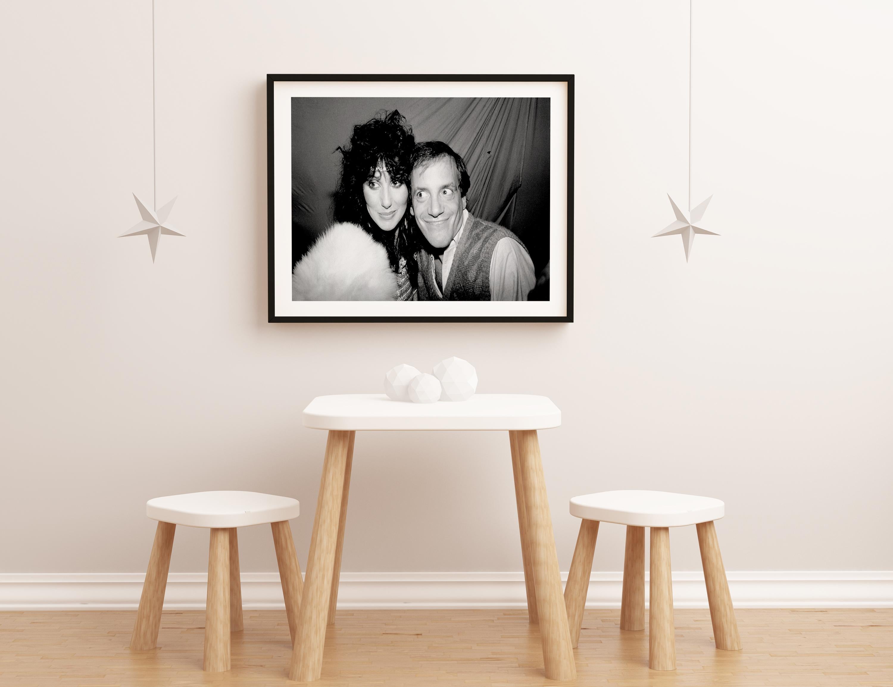 Cher and Steve Rubell Smiling at Studio 54 Fine Art Print - Black Portrait Photograph by Unknown
