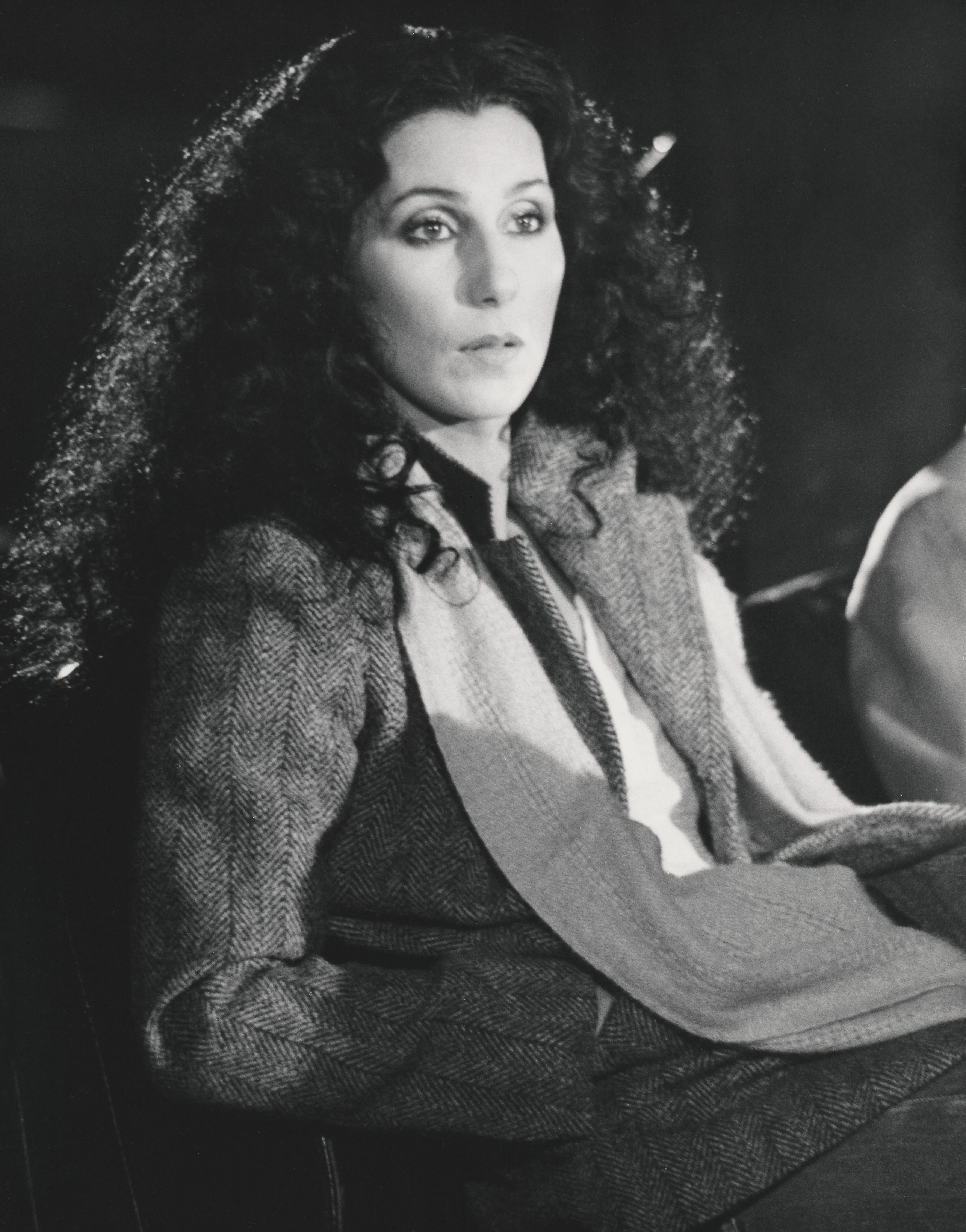 Unknown Black and White Photograph - Cher: Star of Film, Music, Television, and Fashion Globe Photos Fine Art Print
