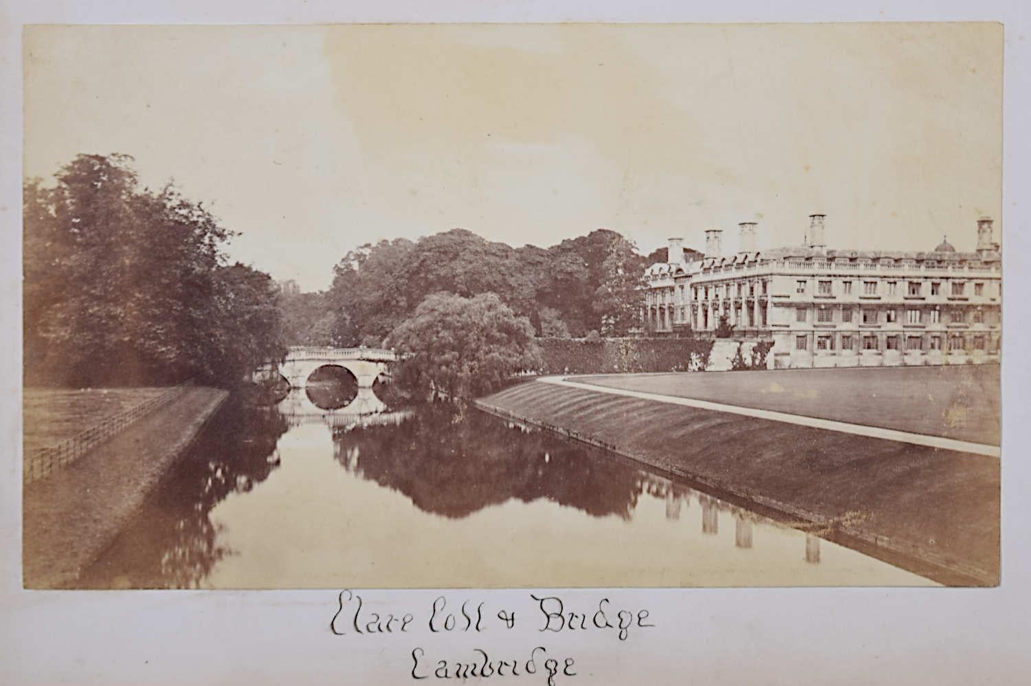 Unknown Black and White Photograph - Clare College and Bridge, Cambridge Albumen photograph c. 1870