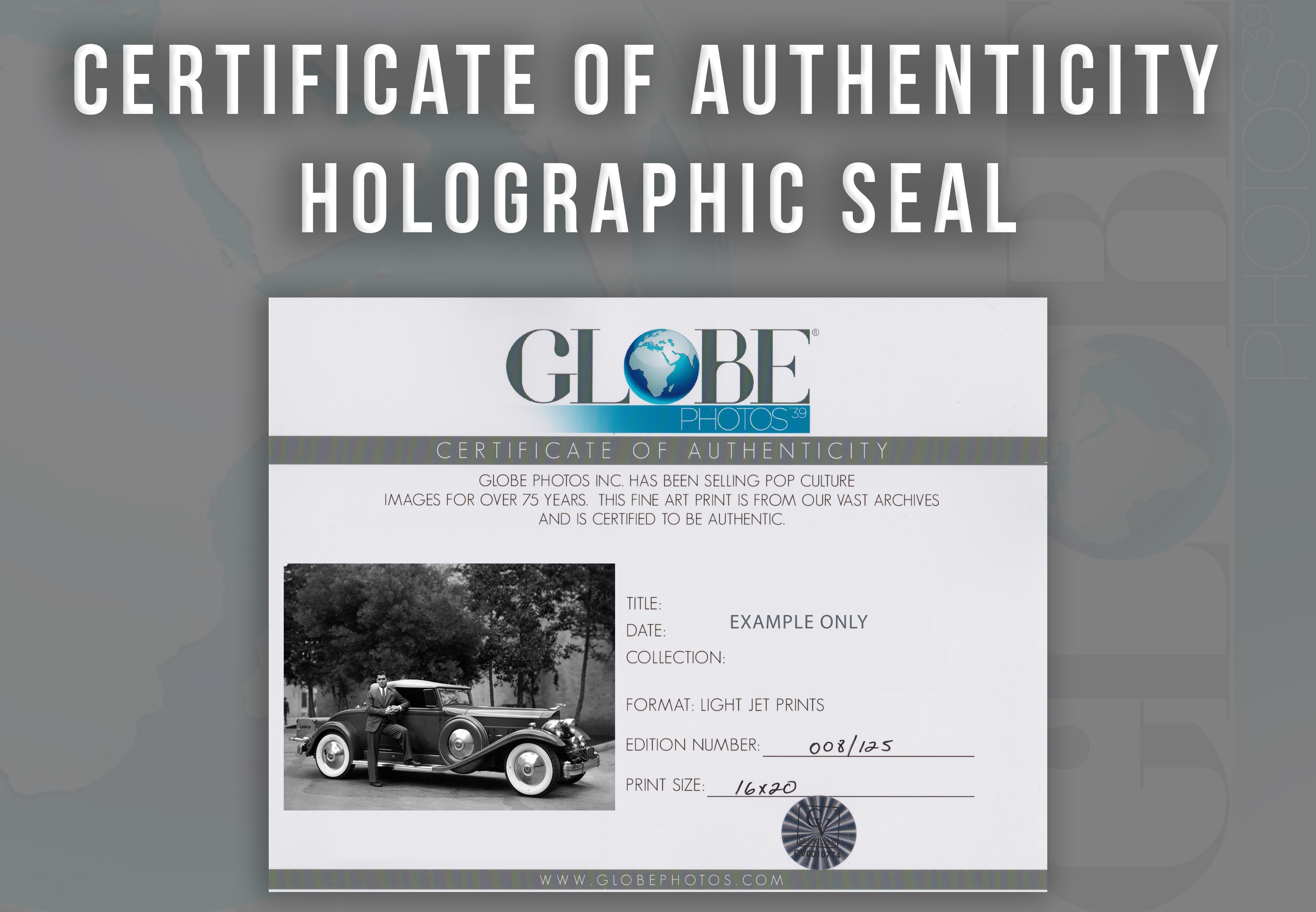 Clark Gable Standing by Car Globe Photos Fine Art Print - Black Portrait Photograph by Unknown
